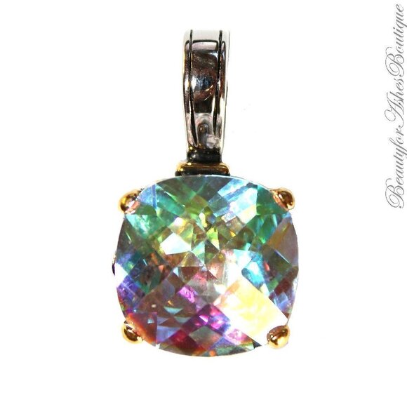 Multi Faceted Throne Room Fire Aurora Borealis Rainbow Ice Glam AB CZ Pendant - Picture 1 of 6